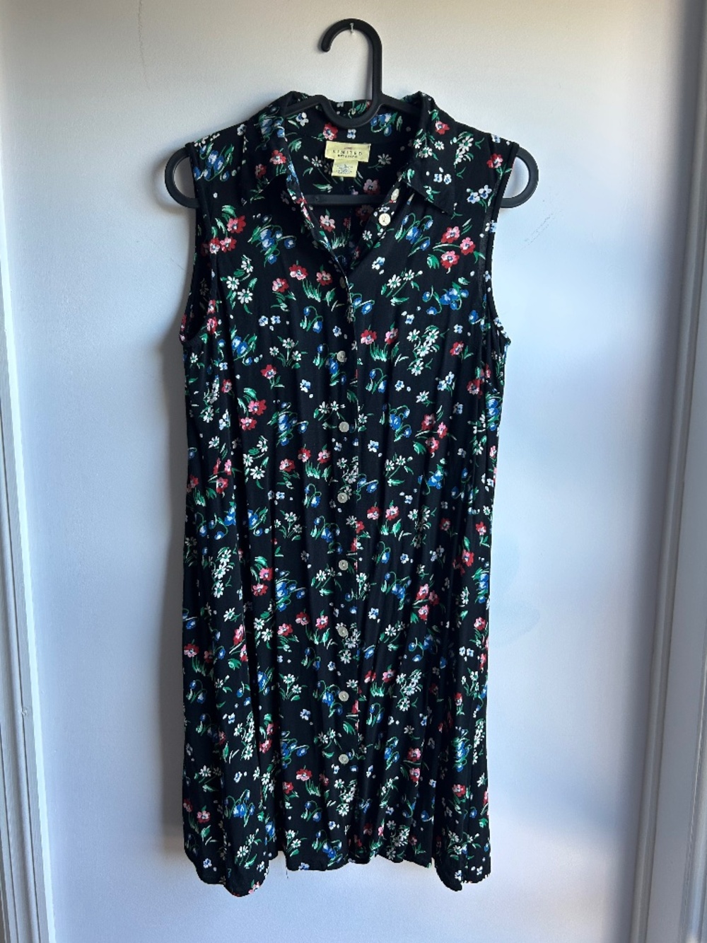 Limited America Black Floral 90s Mini Shirtdress Size Small